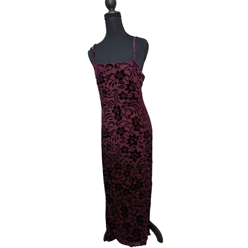 Rachael Zoe Velvet Burn Out Maxi Dress Sz M Burgundy Whimsigoth Vamp